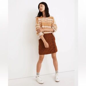 Madewell Corduroy Quilted Mini Skirt Warm Coffee Women’s Size 8